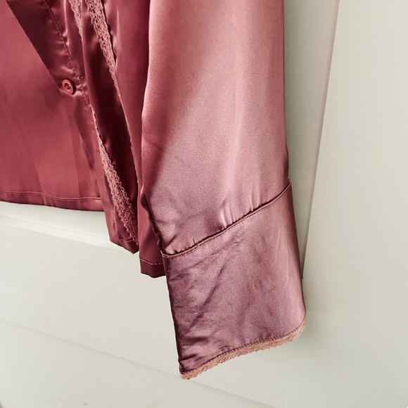 Button front ROSE PINK satin shirt M NEW - Picture 6 of 7